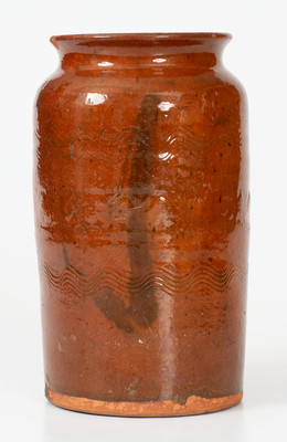 Unusual Redware Jar w/ Coggled and Incised Decoration, possibly Southern