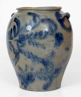 Outstanding Ovoid Baltimore Stoneware Jar w/ Elaborate Decoration, circa 1820