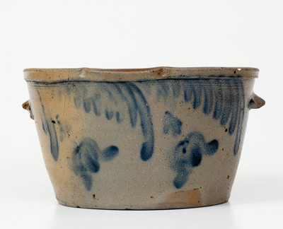 1 Gal. Baltimore, MD Stoneware Milkpan with Floral Decoration, circa 1850