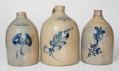 Lot of Three: Northeastern Cobalt-Decorated Stoneware Jugs