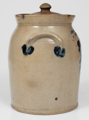 Unusual 1 Gal. COWDEN & WILCOX / HARRISBURG, PA Stoneware Lidded Jar w/ Grapes Decoration