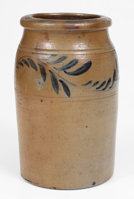 One-Gallon Western PA Stoneware Jar w/ Fine Floral Decoration