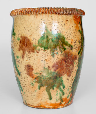 S. BELL & SON / STRASBURG Shenandoah Valley Multi-Glazed Redware Jar