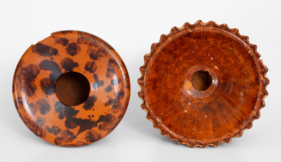 Two Glazed Pennsylvania Redware Spittoons, second half 19th century