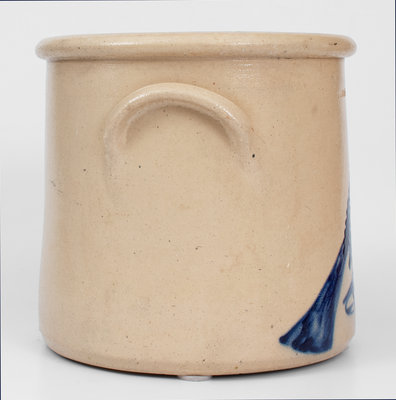 Fine ALBANY, NY Stoneware Crock w/ Elaborate Bird Decoration, c1860