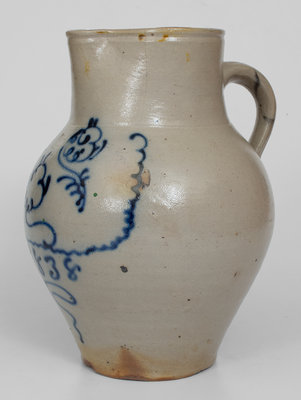 Rare attrib. Smith & Day, Norwalk, CT Slip-Trailed Stoneware Pitcher, Dated 1838