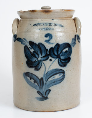 2 Gal. N. CLARK & CO. / LYONS Stoneware Lidded Jar