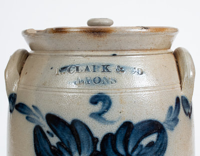 2 Gal. N. CLARK & CO. / LYONS Stoneware Lidded Jar