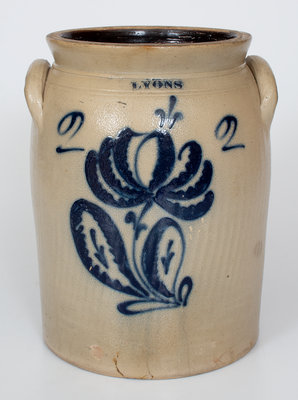 Two-Gallon LYONS (Thompson Harrington, Lyons, NY) Stoneware Jar, c1860