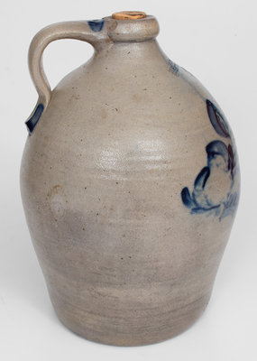 2 Gal. COWDEN & WILCOX / HARRISBURG, PA Stoneware Jug w/ Cobalt Floral Decoration