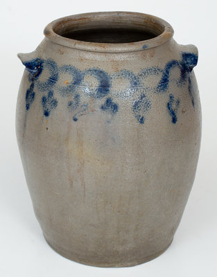 H. SMITH & Co. (Alexandria, VA) 1 1/2 Gal. Stoneware Jar w/ Cobalt Floral Decoration