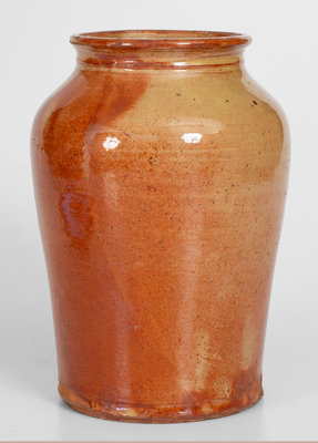 Glazed Redware Jar, Vermont or Maine origin, second quarter 19th century