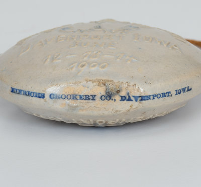 Unusual GAR Souvenir Stoneware Canteen, HINRICHS CROCKERY CO. / DAVENPORT, IOWA