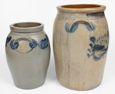 Lot of Two: Baltimore, MD and Western PA Stoneware Jars w/ Floral Decoration