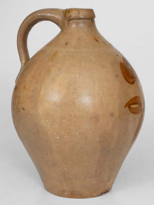 L. NORTON & SON, Bennington, VT Stoneware Jug w/ Ochre Floral Decoration