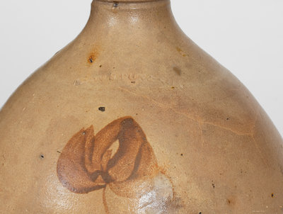 L. NORTON & SON, Bennington, VT Stoneware Jug w/ Ochre Floral Decoration