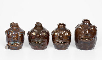 Lot of Four: Small-Sized Marie Rogers Face Jugs