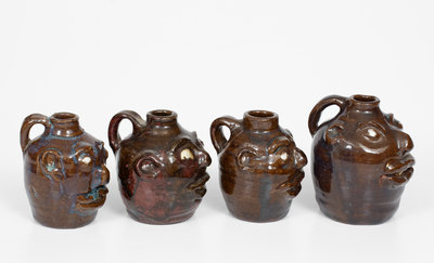 Lot of Four: Small-Sized Marie Rogers Face Jugs