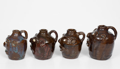 Lot of Four: Small-Sized Marie Rogers Face Jugs