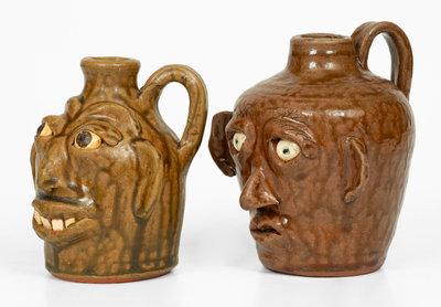 Lot of Two: Small-Sized Whelchel Meaders Face Jugs