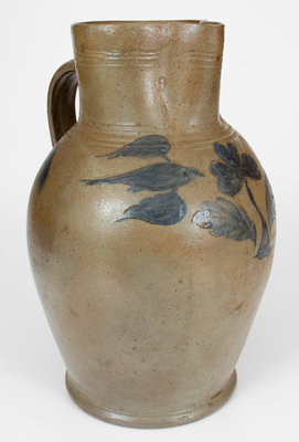 Extremely Rare attrib. Branch Green (Philadelphia) Stoneware Pitcher w/ Incised Bird Decoration