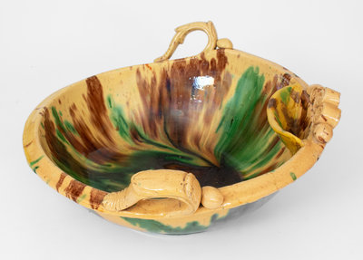 Multi-Glazed Shenandoah Valley Redware Washbowl, Strasburg, VA, circa 1890