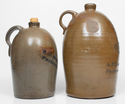 Lot of Two: 1 and 2 Gal. A. P. DONAGHHO / PARKERSBURG, W. VA Stoneware Jugs