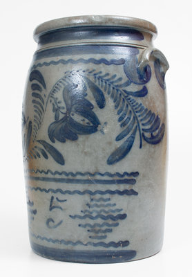 5 Gal. Western PA Stoneware Jar w/ Elaborate Freehand Decoration