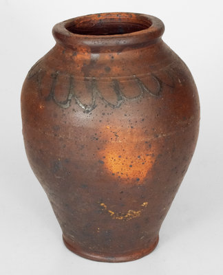 Unusual Early Stoneware Jar with Slip-Trailed Decoration