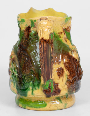 Strasburg, VA Multi-Glazed Redware Hunt Scene Pitcher