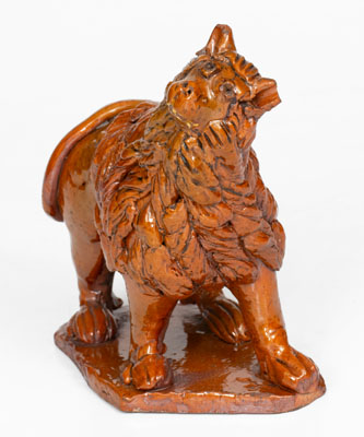 Pennsylvania Redware Lion Figure, 19th century