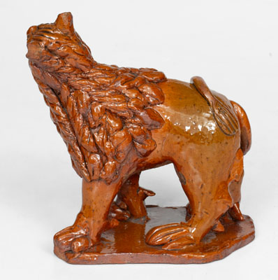 Pennsylvania Redware Lion Figure, 19th century