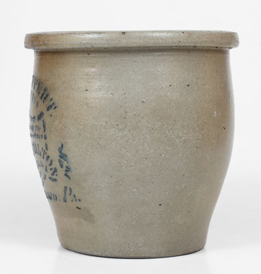 T. F. REPPERT / SUCCESSOR TO JAS. HAMILTON & CO. / GREENSBORO, PA Stoneware Jar w/ Stenciled Shield