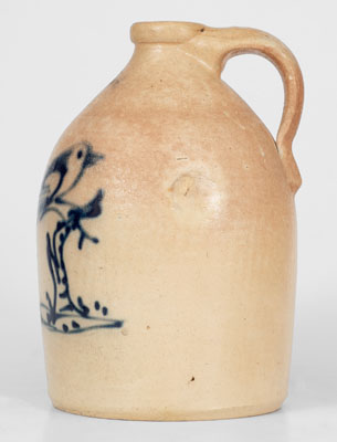 J. & E. NORTON / BENNINGTON, VT Stoneware Jug w/ Fine Bird-on-Stump Decoration