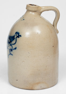 J. & E. NORTON / BENNINGTON, VT Stoneware Jug w/ Cobalt Bird Decoration