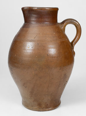 Very Rare Stoneware WATER Pitcher w/ Iron-Oxide Dip attrib. Branch Green, Philadelphia, PA, circa 1810