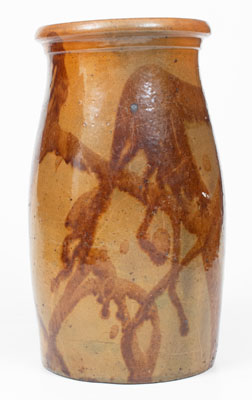 Unusual Redware Churn w/ Elaborate Manganese Decoration, possibly Southern