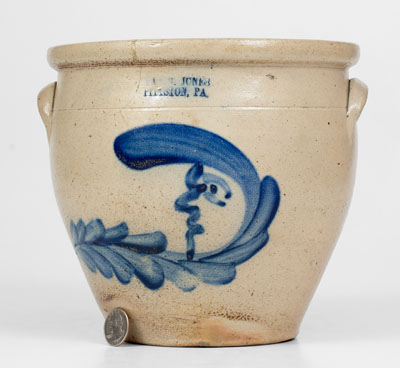 Rare EVAN R. JONES / PITTSTON, PA Stoneware Man-in-the-Moon Jar