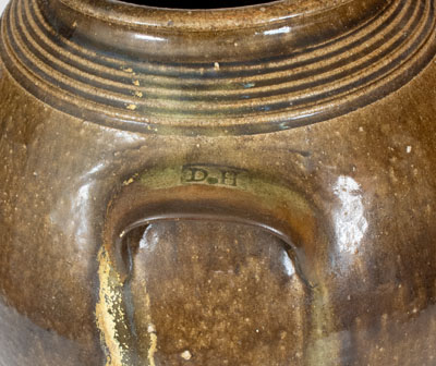 Fine DH (Daniel Hartsoe, Lincoln County, NC) Stoneware Jar w/ Rutile Glaze Runs