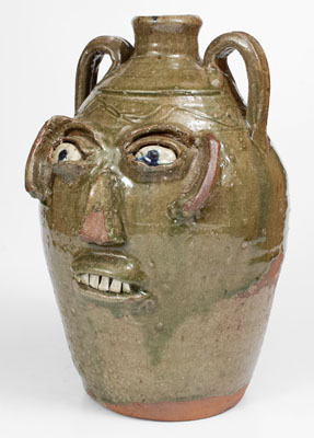 Fine Large-Sized Stoneware Face Jug, Inscribed 