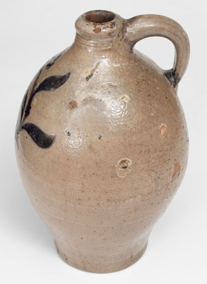 Fine 18th Century New York City Stoneware Jug w/ Incised Floral Decoration, probably Crolius Family