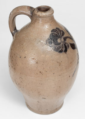 Fine 18th Century New York City Stoneware Jug w/ Incised Floral Decoration, probably Crolius Family