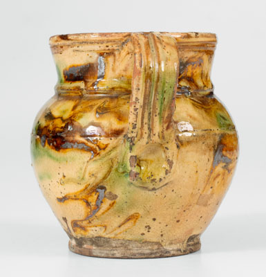 Fine Glazed American Redware Pitcher w/ Marbled Slip, 19th century