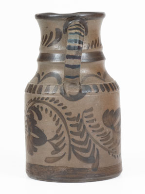 Exceptional New Geneva or Greensboro, PA Tanware Pitcher w/ Elaborate Freehand Decoration