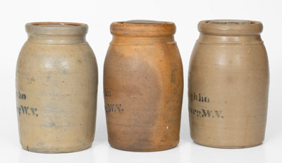 Lot of Three: A. P. Donaghho / Parkersburg, W. VA Half-Gallon Stoneware Canning Jars