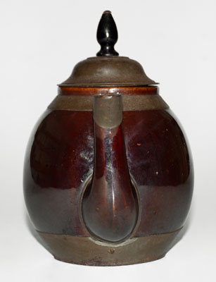 Scarce Stoneware Teapot w/ Tin Band Marked PAT. JUN, 27, 1876, F. SCHIFFERLE, ST. LOUIS, MO