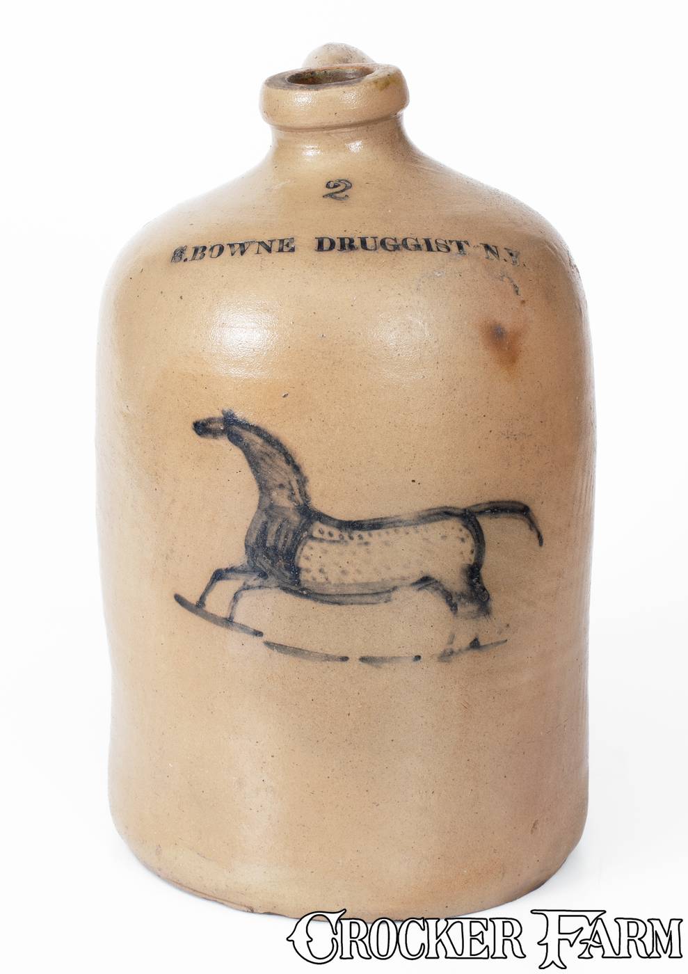 S. BOWNE / DRUGGIST / N.Y. Stoneware Jug