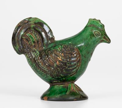 Rare and Fine Moravian Redware Chicken Caster, Salem, NC, early 19th century