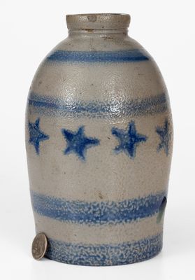 Rare Western PA Stoneware Canning Jar w/ Stars and Stripes Decoration