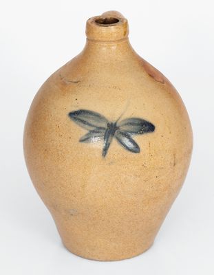 L. NORTON & SON / BENNINGTON, VT Stoneware Jug w/ Butterfly Decoration